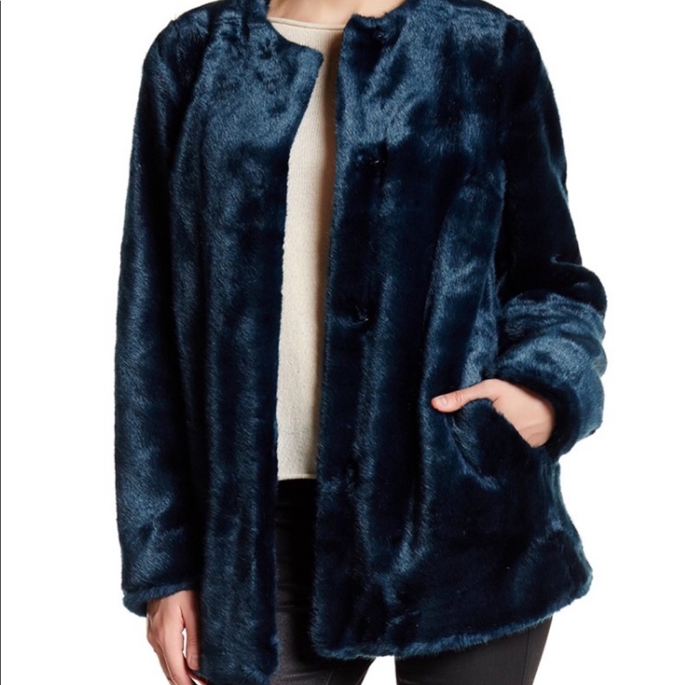 Teal Faux Fur Coat